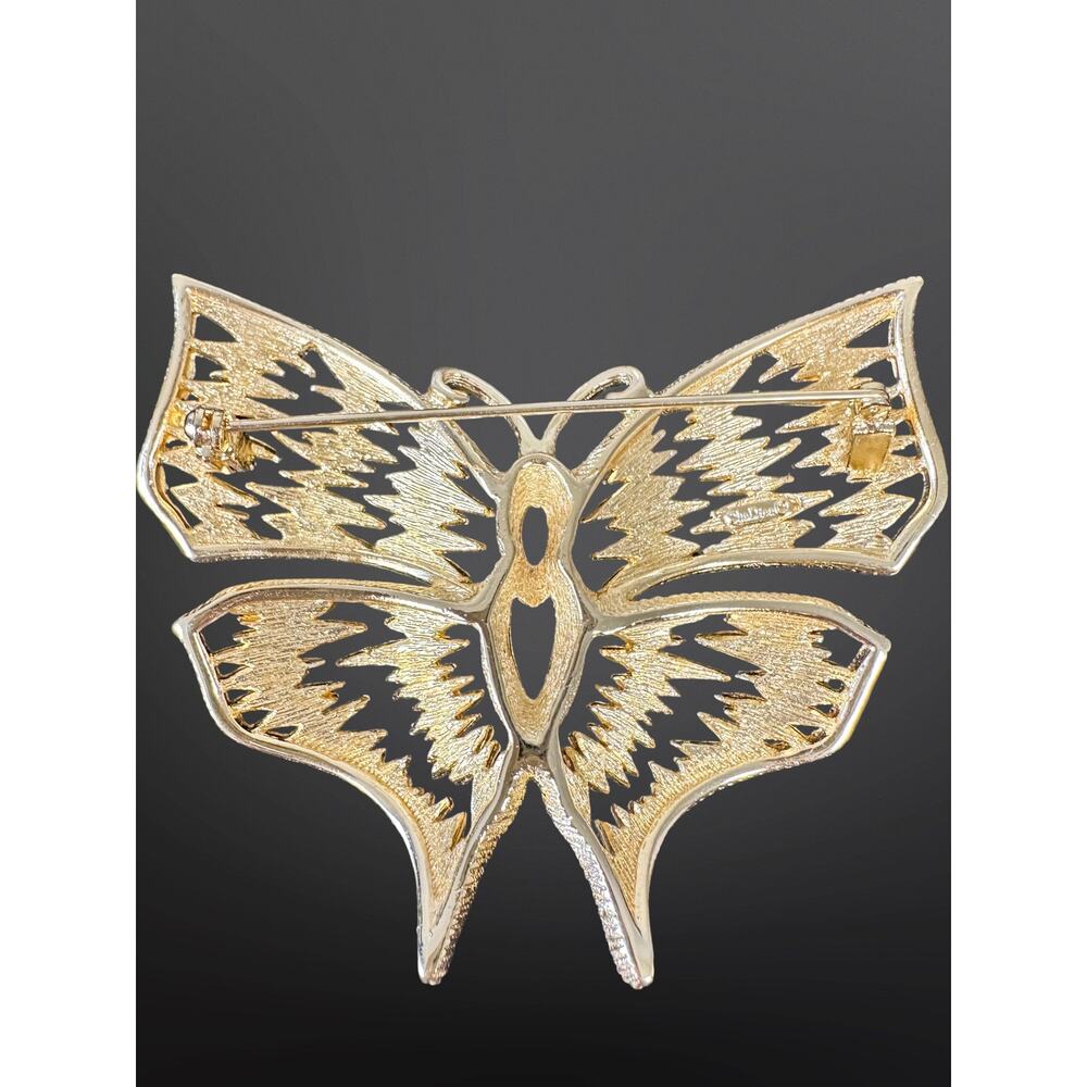 Vintage Christian Dior Gold Tone Butterfly Brooch – Signed - Picture 2 of 3